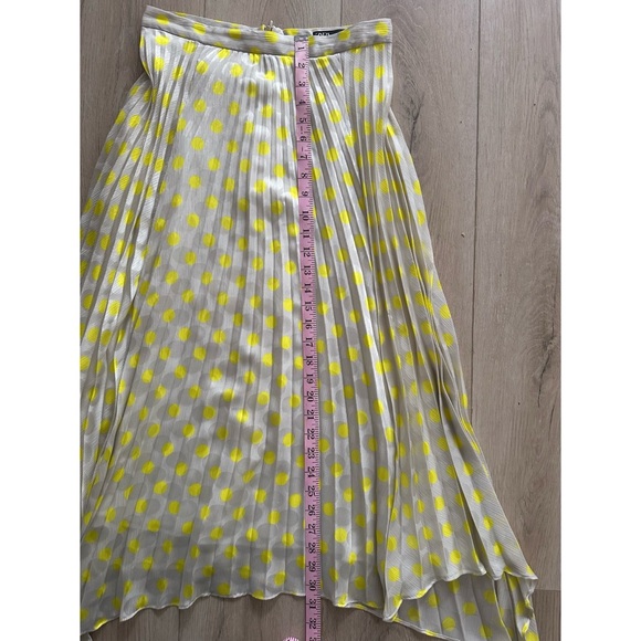 Zara Satin Yellow Polka Dot Pleated Midi Skirt - Picture 8 of 8